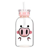 Gourde en verre avec paille Piggy