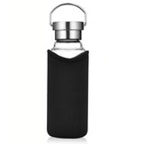 Gourde en verre bouchon inox noir