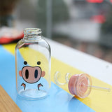 bouteille en verre cochon mignon