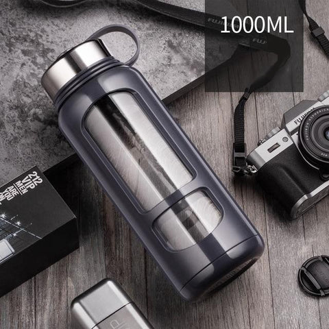 Gourde en verre avec protection 1000mL Gris